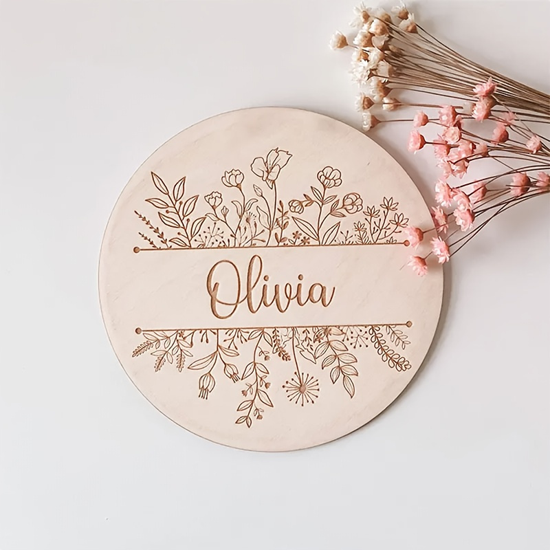 Home Decor For Birthday - Gepersonaliseerde bloemengraveerde naamplaat, op maat gemaakt