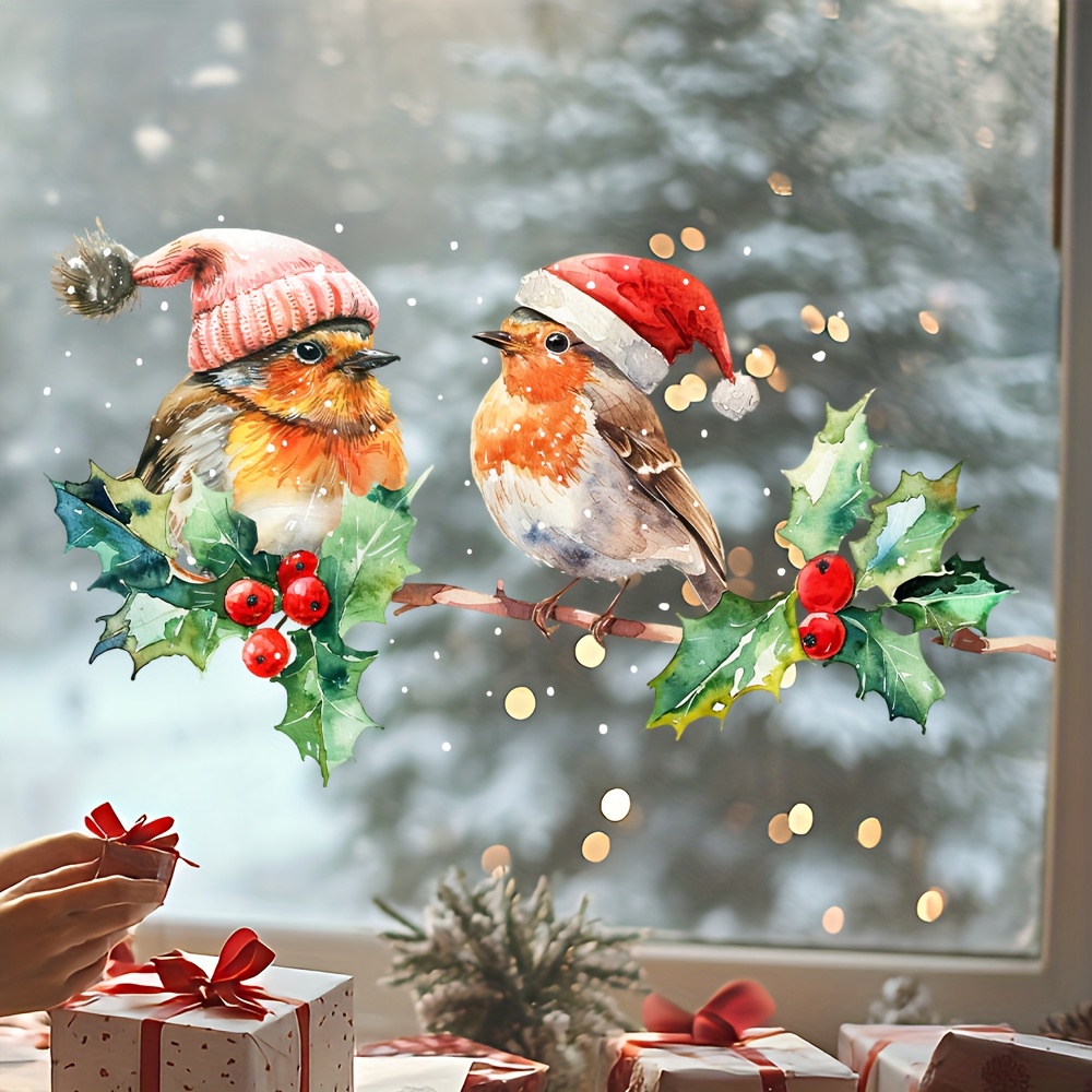 Home Decor Shop - 1pc Winter Vogels Statische Cling Raamstickers