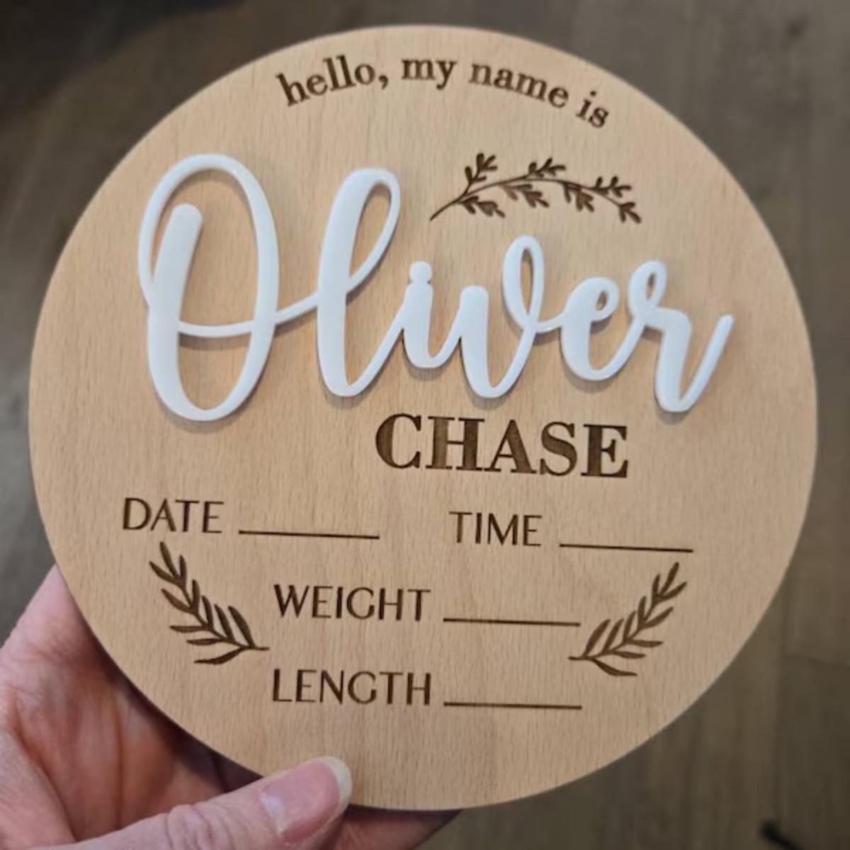 Home Decor For Birthday - 1Pc Aangepaste Baby Aankondiging Teken Houten
