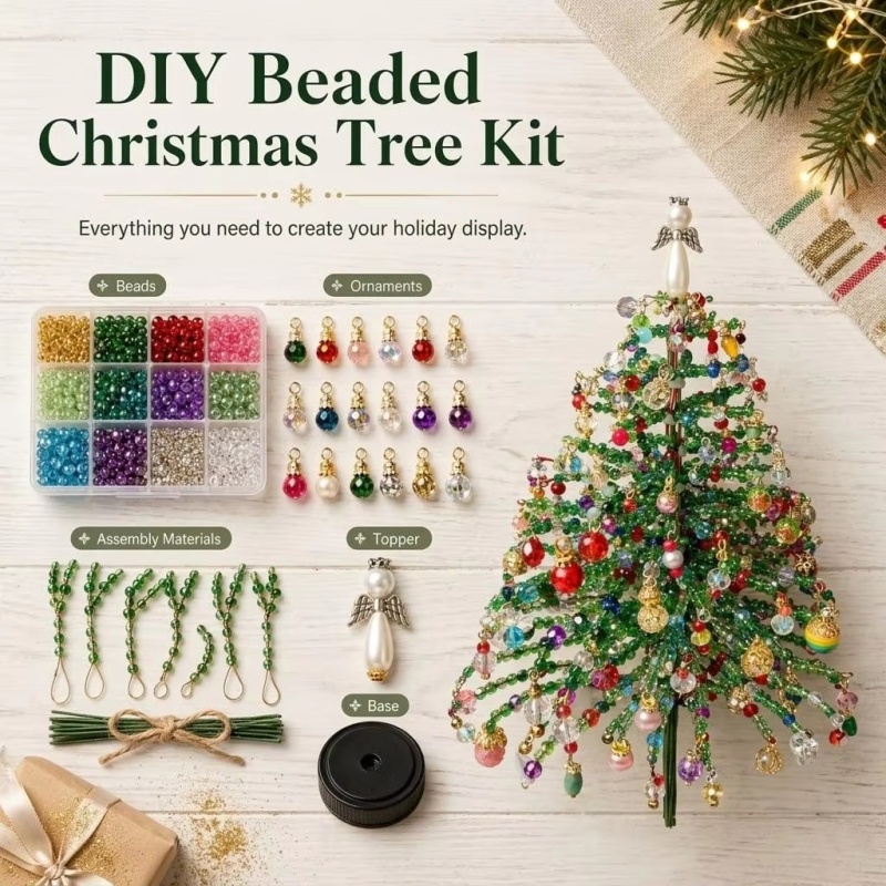 Home Decor Xmas Tree - DIY Kerstboomset met Kristallen Kralen &