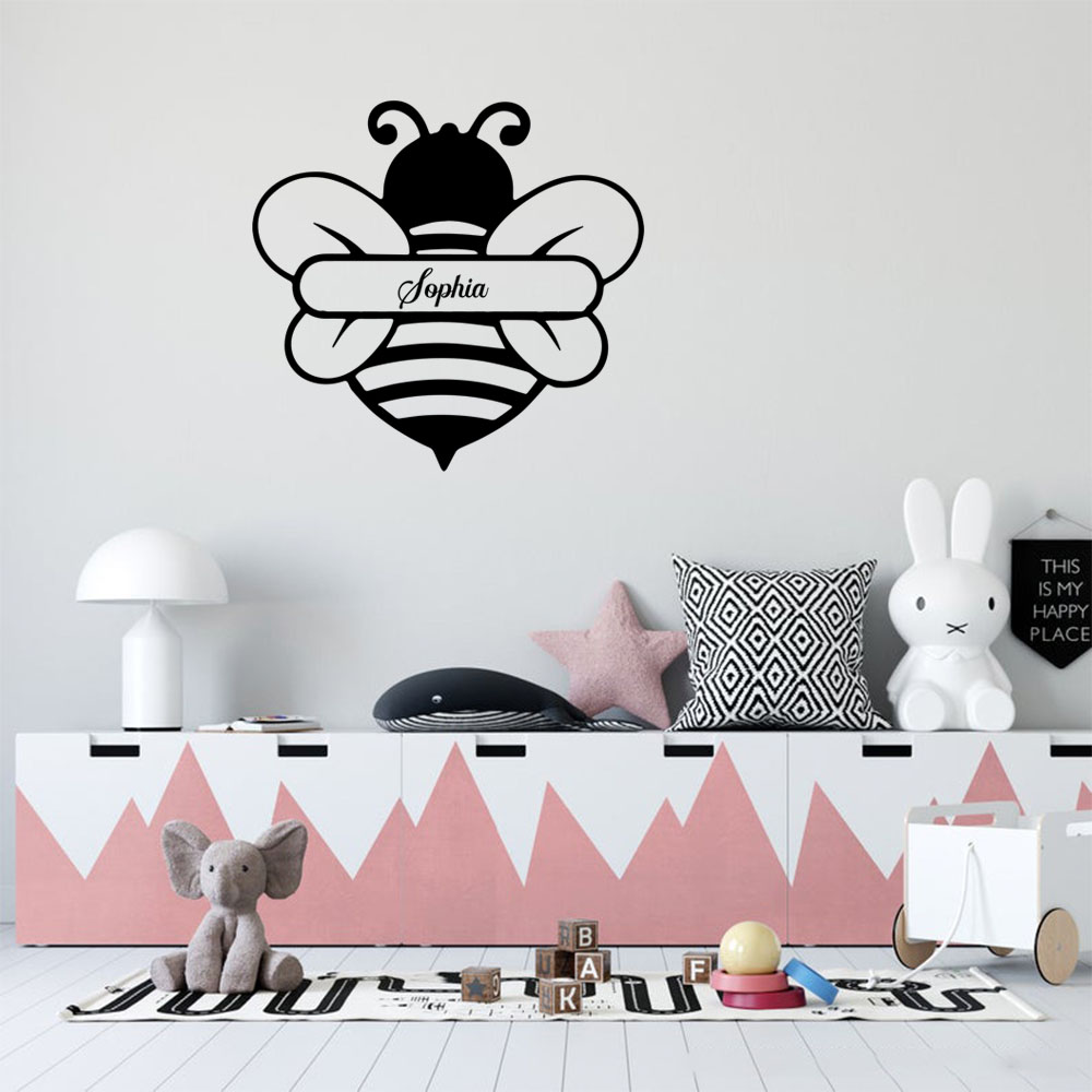 Home Decor Wall Tiles - 1PC Fashion Bee Gepersonaliseerde Naam Muurtattoo