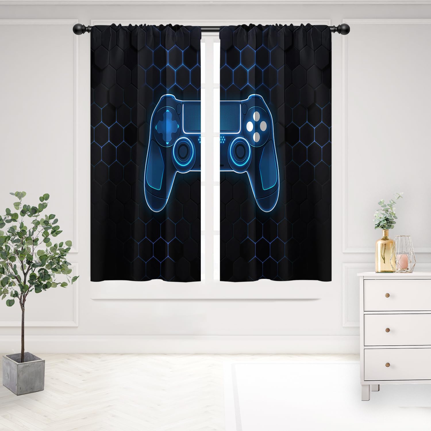 Home Decor Youtube Videos - Luxe PS Controller Gaming Gordijnen Blauwe