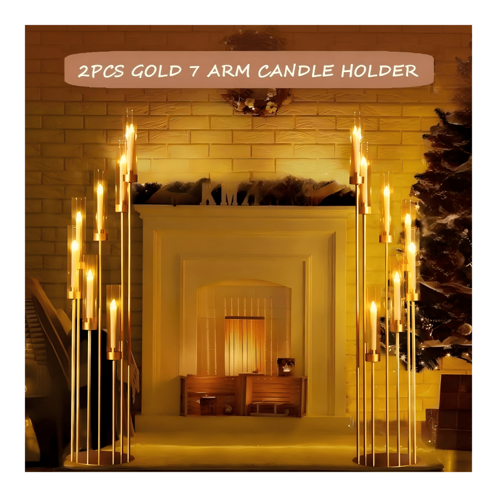 Home Decor Gold - 2 stuks 7-armige gouden vloerkandelaars als