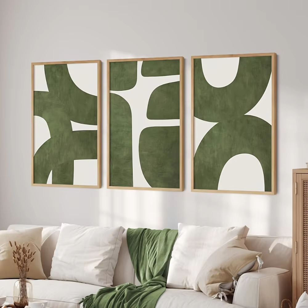Home Decor Green - 3 stuks frameloze mid-century moderne minimalistische