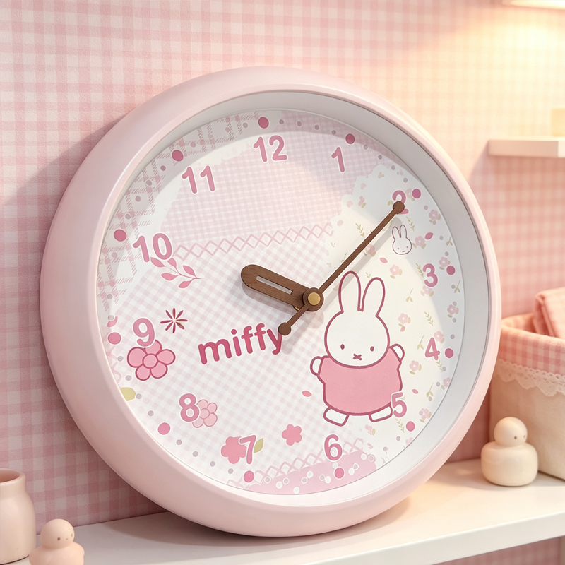Wall Clock Silent - Schattige Miffy Wandklok Stille Loopuurwerk Roze