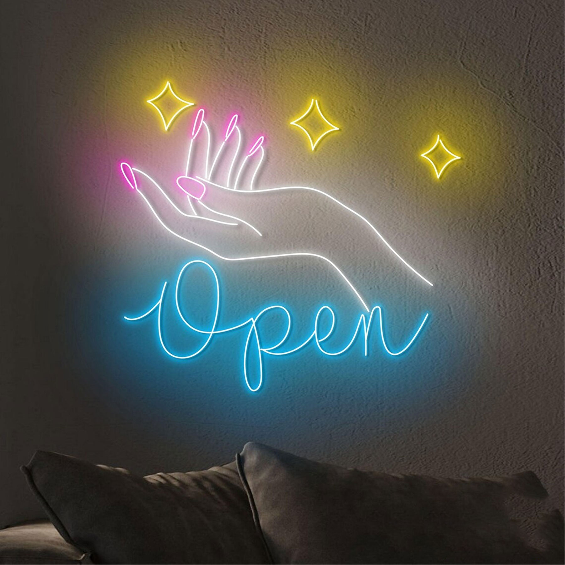Home Decor Shop - Nagels Spa Open Neon Sign Nagels