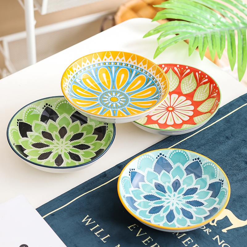 Ceramic Trinket Dish - 4-delige Boheemse keramische plaat - bijgerecht,