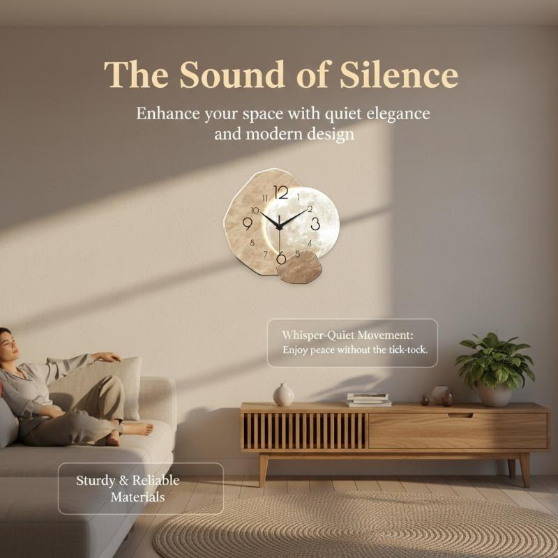 Minimalistische maanvormige st - Wall Clock Silent recensie en prijs