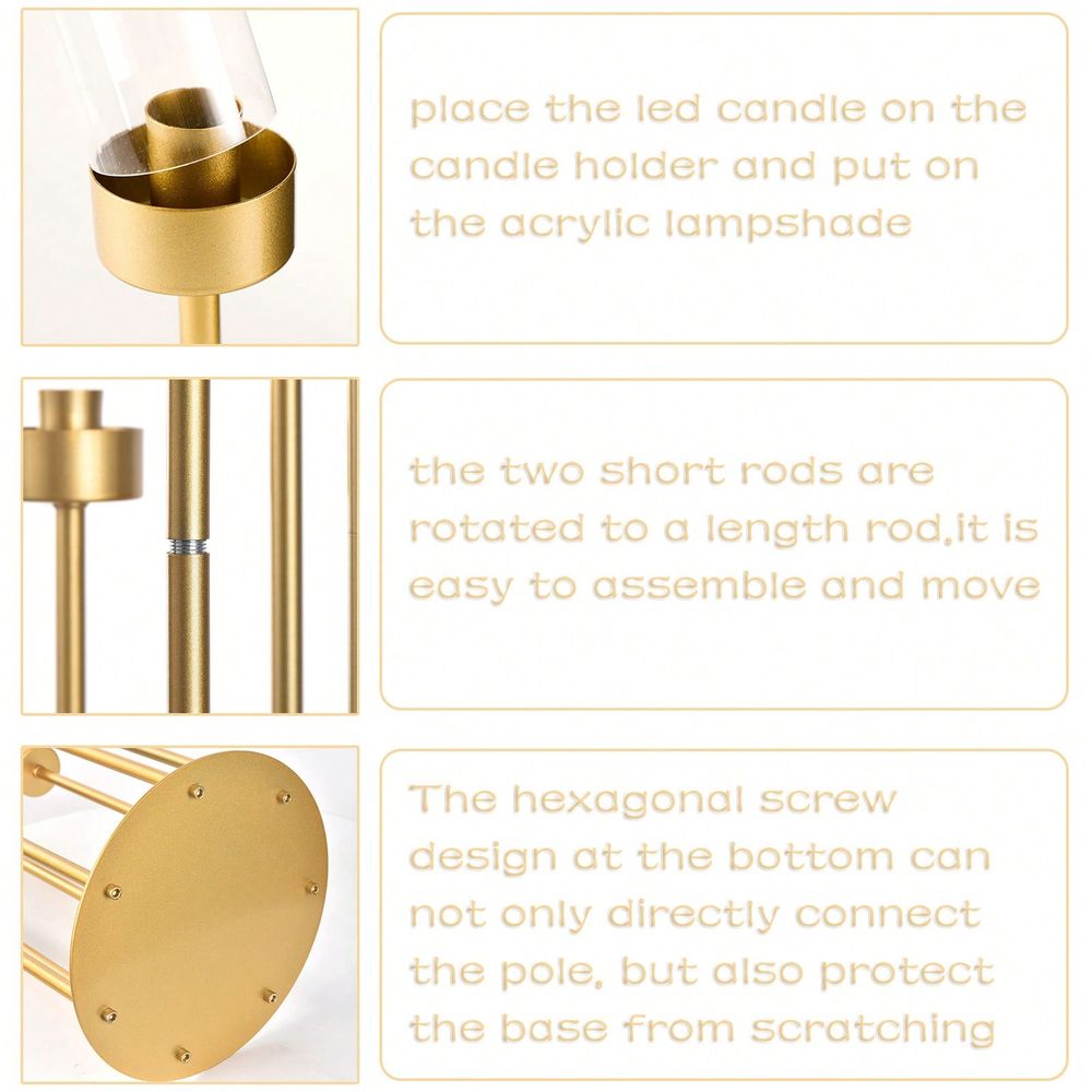 48 inch gouden vloerkaarsensta - Home Decor Gold recensie en prijs