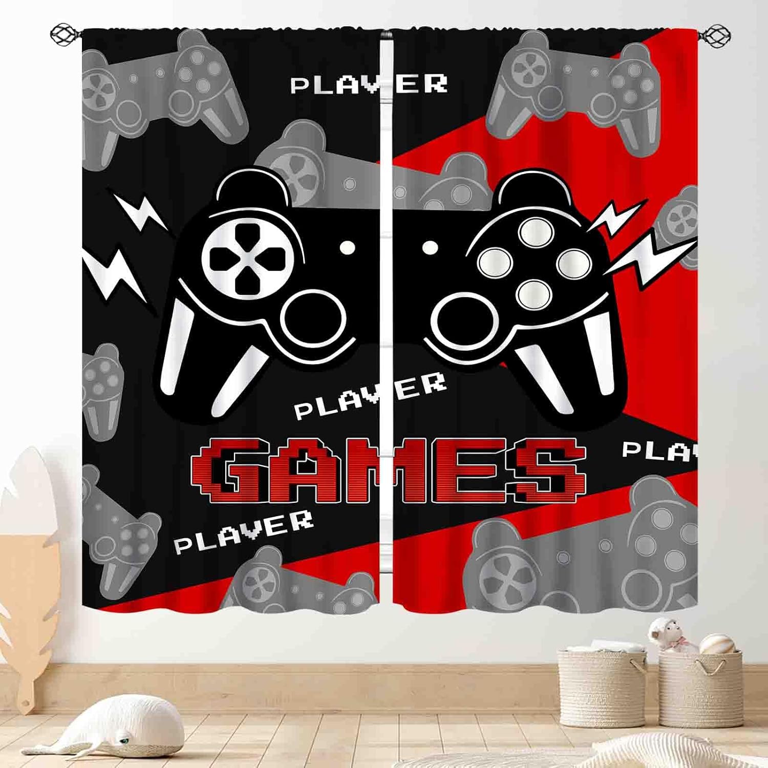 Zwart rode gaming-gordijnen, v - Home Decor Youtube Videos recensie en prijs